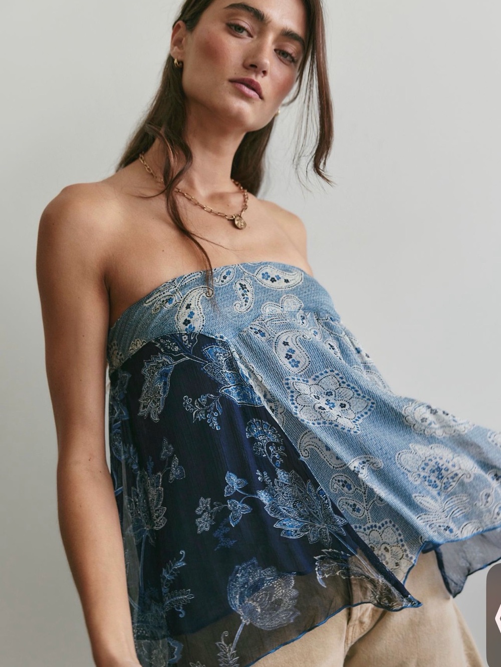 Free people Cleo mixed print tube top